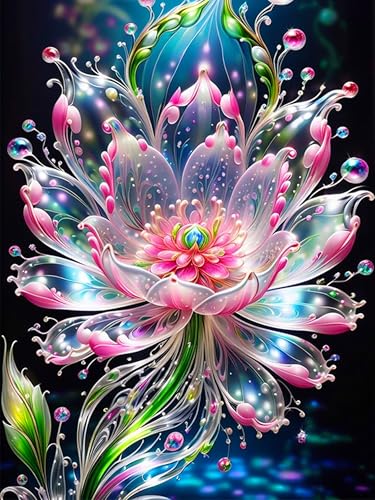 igoodom Lotus Diamond Painting Erwachsene, 5D Lotus Diamant Painting Bilder Colorful Diamant Painting Bilder Diamond Painting Set für Beginners Home Wall Decor(30 * 40cm) von igoodom