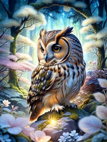 igoodom Owl Diamond Painting Erwachsene, 5D DIY Wonderland Owl Diamant Painting Bilder Round Full Drill Owl Diamont Painting Set für Beginners Home Wall Decor(30x40cm) von igoodom