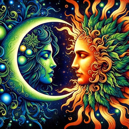 igoodom Sun and Moon Diamond Painting Erwachsene, DIY Sun and Moon Diamant Painting Bilder Round Full Drill Sun and Moon Diamont Painting Set für Beginners Home Wall Decor(30 * 30cm) von igoodom