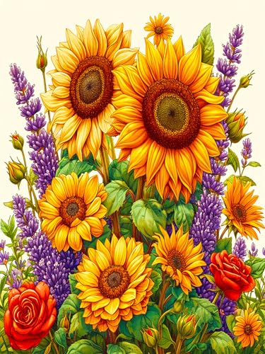 igoodom SunBlumen Diamond Painting Erwachsene, 5D Sunflowers Diamant Painting Bilder Round Full Drill Blumen Diamont Painting Set für Beginners Home Wall Decor(30x40cm) von igoodom