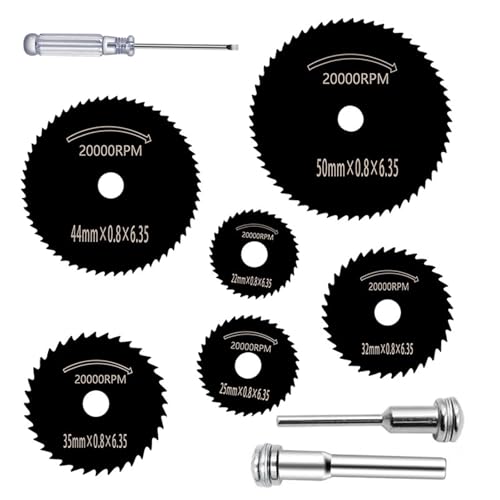Hochgeschwindigkeitsstahlklingen für Multifunktionswerkzeuge für Rotationswerkzeug; 8 kleine Kreissägestahlklingen für Holz, Kunststoff, Stein und Metall mit Schraubenzieher von iguTrail