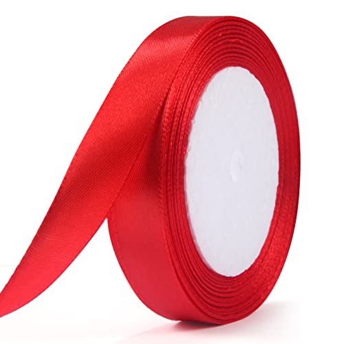 ihaspoko Polyester Satinband, 15 mm x 22 m Dekoration Geschenkband für Heimwerkerkunst handwerk, Geschenk Verpackung, Schleifen, Hochzeitsdekoration (Rot) von ihaspoko