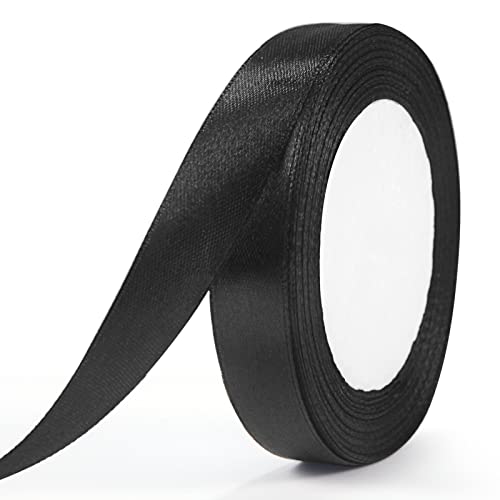 ihaspoko Polyester Satinband, 15 mm x 22 m Dekoration Geschenkband für Heimwerkerkunst handwerk, Geschenk Verpackung, Schleifen, Hochzeitsdekoration (Schwarz) von ihaspoko