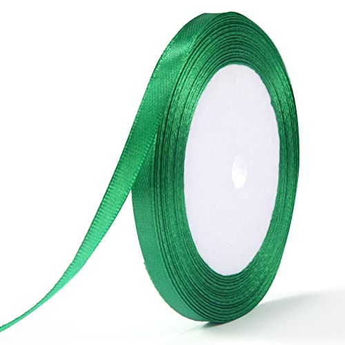 ihaspoko Polyester Satinband, 6 mm x 22 m Dekoration Geschenkband für Heimwerkerkunst handwerk, Geschenk Verpackung, Schleifen, Hochzeitsdekoration (Grün) von ihaspoko