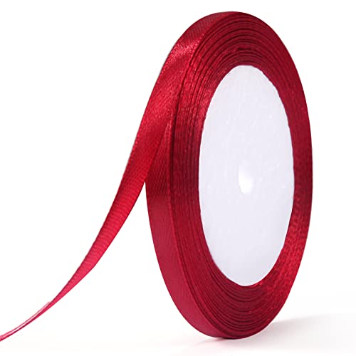 ihaspoko Polyester Satinband, 6 mm x 22 m Dekoration Geschenkband für Heimwerkerkunst handwerk, Geschenk Verpackung, Schleifen, Hochzeitsdekoration (Weinrot) von ihaspoko