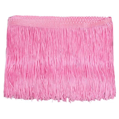 ihreesy 10 Yards Nähen Fransenbesatz, 5,9 Zoll Breit Polyester Quastenbesatz Fransenborte Spitze Lampenschirm Dekoration Spitzenband Fransenfaden Garn Faser Quaste Fransenborte Trimmen,Rosa von ihreesy