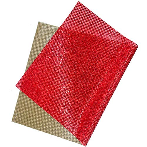 ihreesy 9,4x7,9 Zoll Bling Bling Kristall Strass Aufkleber,Selbstklebend DIY Auto Dekoration Aufkleber Glitter Strass Dekoration Trim Aufkleber für Wand Möbel Tasse Handy Fahrrad,Rot von ihreesy