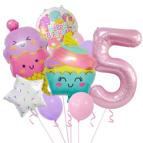 ihreesy Geburtstagsluftballons für Kinder, Aluminiumfolie mit Eiscreme-Designs, Partytüten in Donut-Form, unverzichtbar für Sommerpartys von ihreesy
