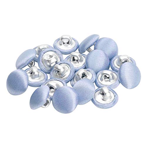 iiniim 20 Stück Knöpfe 10mm Rund Satin Ersatzknöpfe Stoff bezogene Ösenknöpfe Nähzubehör für Bolero Hochzeit Brautkleid Kommunion Taufkleidung Himmel Blau Einheitsgröße von iiniim