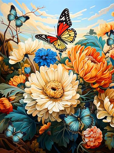 ijbnhd 5D Blumen und Butterfly Diamant Painting Erwachsene Diamond-Painting Bilder 5D Diamend Painting Blumen Bilder als für Geschenk Zuhause Wanddekoration 30X40cm von ijbnhd