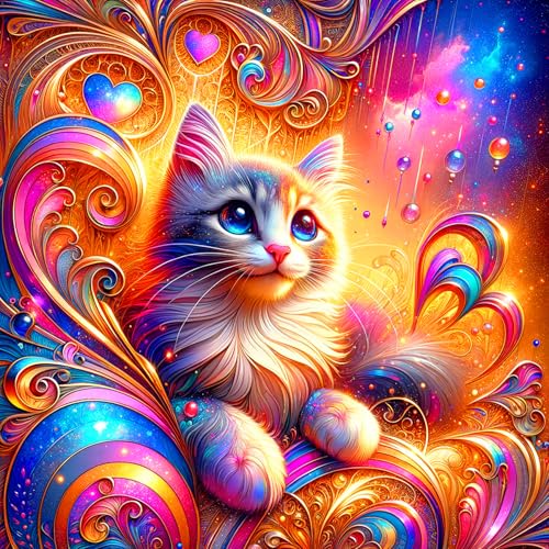 ijbnhd 5D Diamond Painting Katze Set Diamant Painting Bilder für Erwachsene DIY Strass Bilder Diamant Kunst Kits Runde Steine Diamant Painting für Zuhause Dekor 30x40 cm von ijbnhd