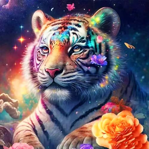 ijbnhd 5D Diamond Painting Tiger Diamant Painting Bilder Kit Erwachsene Malen Nach Zahlen DIY Crystal Strass Stickerei Painting Diamond-Painting Kit Home Büro Wall Dekoration 35x35cm von ijbnhd