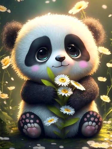 ijbnhd 5D Panda Diamand-Painting Set für Erwachsene Panda Diamond Painting DIY Blumen Diamond Painting Bilder Diamant Malerei Tiere Set für Home Dekor 30x40cm von ijbnhd