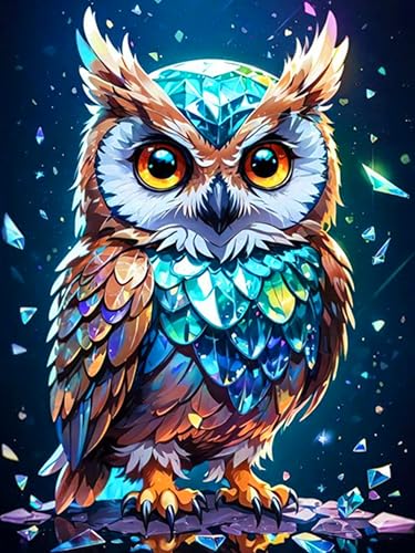 ijbnhd DIY 5D Diamont Painting Owl Diamant Painting set Diamond Painting Erwachsene Eule Diamond Painting Bilder DIY Cross Stickerei Malerei Kits Wand Dekor 30x40cm von ijbnhd