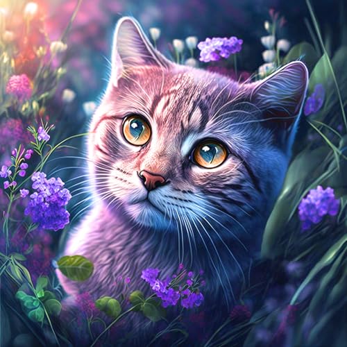 ijbnhd DIY 5D Katze Diamant Painting Bilder für Erwachsene 5D Liebliche Kätzchen Diamond Painting Set DIY Strass Bilder Diamant Kunst Kits Runde Steine Diamant Painting für Zuhause Dekor 35x35cm von ijbnhd