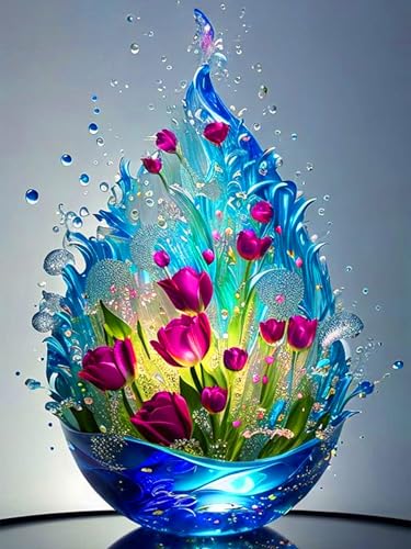 ijbnhd Diamon Painting Tulpen Diamont Painting Bilder Tulpen Diamond Painting Erwachsene 5D Blume Diamond Painting Bilder Erwachsene DIY Diamond Painting Bilder Blume Diamant Malerei Set 30x40cm von ijbnhd