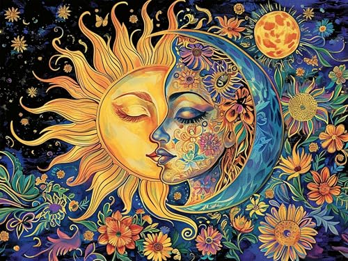 ijbnhd Diamond Painting Erwachsene 5D Sun und Mond Diamont Painting Bilder Diamant Painting Mond Sonne Bastelset Basteln 40X30cm von ijbnhd