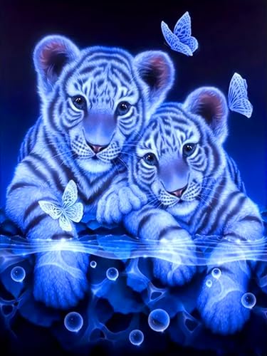 ijbnhd Diamond Painting Set Erwachsene Tiger 5d Diamant Painting Bilder Kinder DIY Diamond-Painting Strass Painting Bilder Diamant Malerei Kits Wanddeko Wohnzimmer Schlafzimmer 30x40cm von ijbnhd