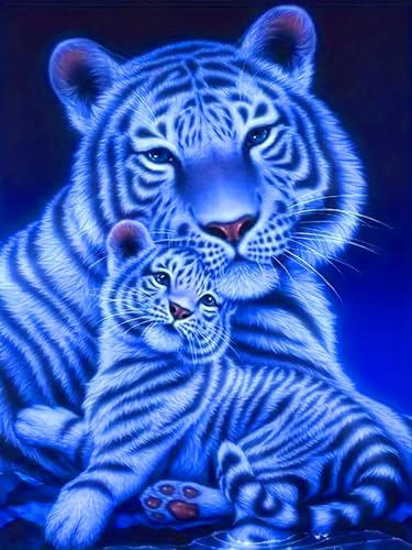 ijbnhd Diamond Painting Set Erwachsene Tiger 5d Diamant Painting Bilder Kinder DIY Diamond-Painting Strass Painting Bilder Diamant Malerei Kits Wanddeko Wohnzimmer Schlafzimmer 30x40cm von ijbnhd