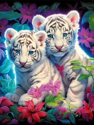 ijbnhd Diamond Painting Set Erwachsene Tiger 5d Diamant Painting Bilder Kinder DIY Diamond-Painting Strass Painting Bilder Diamant Malerei Kits Wanddeko Wohnzimmer Schlafzimmer 30x40cm von ijbnhd