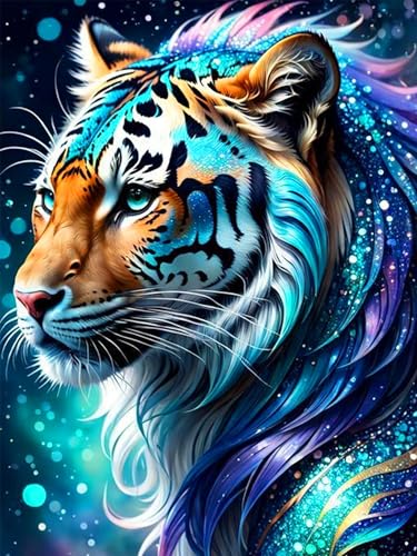 ijbnhd Diamond Painting Tiger Diamont Painting Bilder Erwachsene Malen Nach Zahlen 5D Diamond Art Painting Kit Diamant Painting Set für Erwachsene, Kinder, Haus, Wand Dekoratione 30x40 cm von ijbnhd