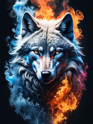 ijbnhd Diamond Painting Wolf, DIY Wolf Diamond Painting Bilder Erwachsene, 5D Diamond Painting Adults Diamond Painting Set Beginners für Home Wall Decor Gift 30 x 40 cm von ijbnhd