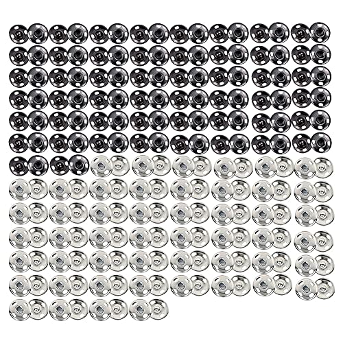 100 Sets Druckknöpfe zum Aufnähen Metall Druckknöpfe Druckknopf zum Nähen von Kleidung, Schwarz und Silber Nähen Druckknöpfe, Metall Snap zum Nähen, 12 mm von ikasus