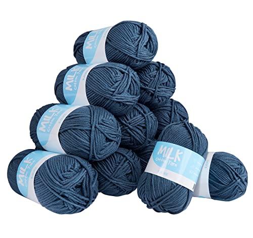 Häkelgarn Baby 12er* 50g/Ball,Super Weiche 100% Acryl Garn für Anfänger und Kinder,Antipilling Hand Knitting Yarn zum Stricken & Häkeln,Baby Fluffy Ball Gegeignet zum Stricken oder Häkeln(Ozeanblau) von ilauke