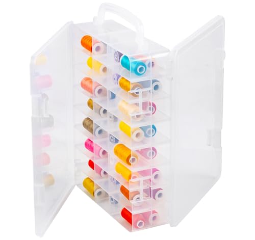 ilauke 48 Fächer Sortierbox für Kleinteile, Doppelseitige Aufbewahrungsbox, Einstellbar Plastik Sortimentsbox Kleinteile Organizer für Stickerei und Nähgarne, Stickgarn, Basteln,Schmuck Perlen von ilauke