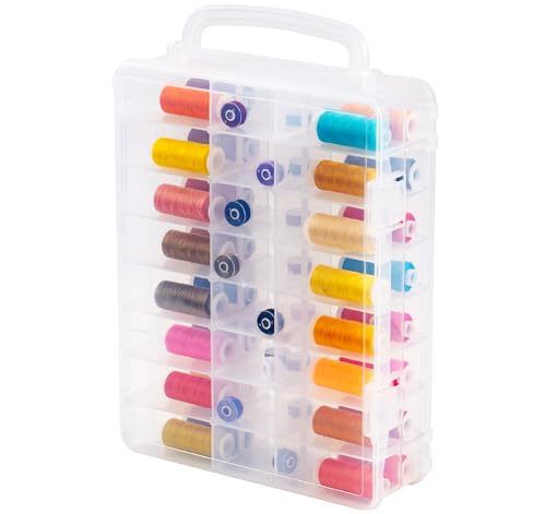 ilauke 48 Fächer Sortierbox für Kleinteile, Doppelseitige Aufbewahrungsbox, Einstellbar Plastik Sortimentsbox Kleinteile Organizer für Stickerei und Nähgarne, Stickgarn, Basteln,Schmuck Perlen von ilauke