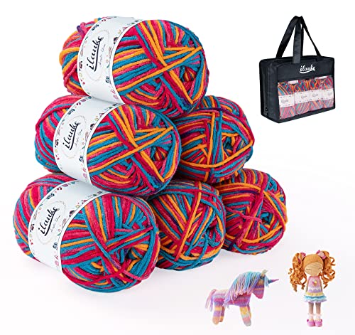 ilauke 6 Stück Wolle zum Häkeln Stricken, 50g/100m Häkelgarn mit Tragetasche, Baumwolle, Baumwollgarn für Anfänger Set Acryl Dicke Bunte Regenbogen Acrylwolle, Yarn Crochet, Stricken Häkeln ilauke 6 Stück Wolle zum Häkeln Stricken, 50g/100m Häkelgarn mit Tragetasche, Baumwolle, Baumwollgarn für Anfänger Set Acryl Dicke Bunte Regenbogen Acrylwolle, Yarn Crochet, Stricken Häkeln von ilauke