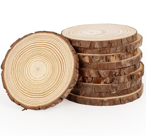 ilauke Holzscheiben für Tafelaufsätze, 11,9 - 13,9 cm, unlackierte Holzkreise, 10 Stück, natürliche Holzscheiben für Bastelarbeiten, Holzstücke, Hochzeitsdekorationen, Weihnachtsschmuck, von ilauke