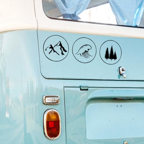 Autotattoo Aufkleber 3 Kreise mit Berge Welle Bäume Wald Sticker Auto Bus Wohnmobil M2500 - ausgewählte Größe: *M - 40cm breit x 12,4cm hoch* von ilka parey wandtattoo-welt