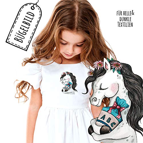 Bügelbilder Applikation Pferd Pferdchen mit Schultüte Bügelbild Patch Bügelmotiv Aufbügelbilder Kissen Shirt Taschen bb195 - ausgewählte Größe: *Gr.1 - ca. 10cm (längste Seite)* von ilka parey wandtattoo-welt