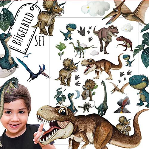 Bügelbilder Dinosaurier Brachiosaurus Dinos Dino Set in A3 A4 A5 Applikation Kissen Shirt Taschen Bügelbild Bügelmotiv Patch Aufbügelbilder bb239 - ausgewählte Größe: *A3* von ilka parey wandtattoo-welt