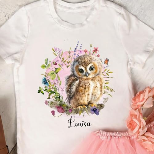 Bügelbilder Eule Blumenkranz in A5 A4 Bogen Wunschname Name Applikation Kissen Shirt Bügelbild Bügelmotiv Patch auch dunkle Textilien bb271 - ausgewählte Größe: *A4* von ilka parey wandtattoo-welt