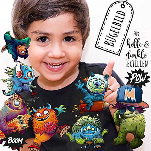 Bügelbilder Set Monster Applikation Kita Bügelbild Jungs Bügelmotiv Aufbügelbilder in A5 bb152 von ilka parey wandtattoo-welt