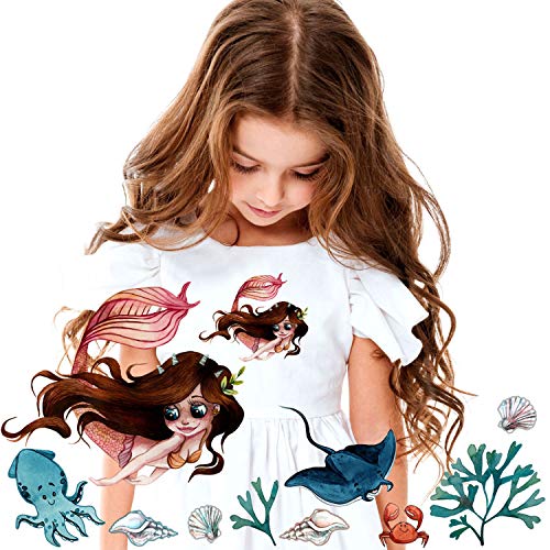 BügelbilderMeerjungfrau mit Freunde Under the Sea Applikation Kissen Shirt Taschen Bügelbild Patch in A5 bb188 ilka parey wandtattoo-welt® von ilka parey wandtattoo-welt