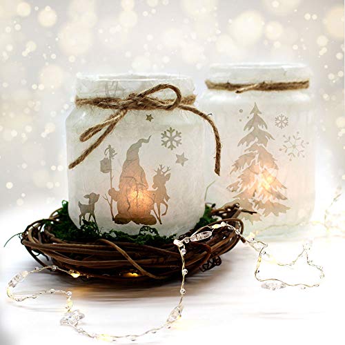 Feenlicht Feenwindlicht DIY Weihnachtsdeko Weihnachten Wichtel Rehe Winterwald Tanne Sterne Schneeflocken Lichtdeko Winter Aufkleber Glas Sticker wl3 ilka parey wandtattoo-welt® von ilka parey wandtattoo-welt