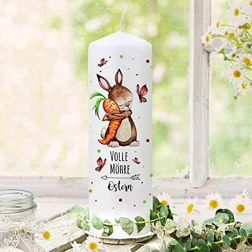 Osterkerze Kerze Frühling Hase Häschen mit Karotte & Spruch Volle Möhre Ostern Deko Geschenk ok06 ilka parey wandtattoo-welt® von ilka parey wandtattoo-welt