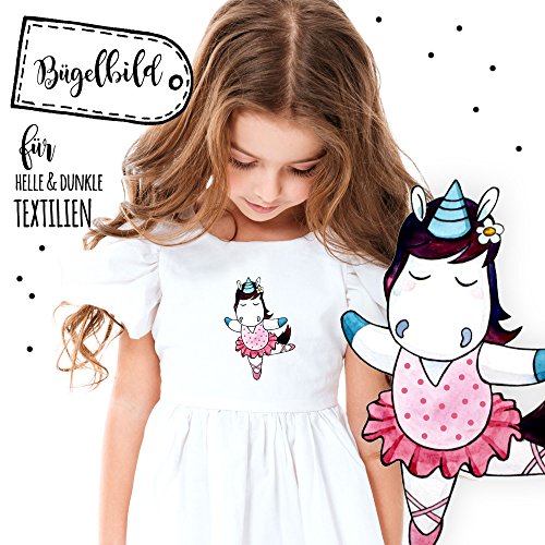 ilka parey wandtattoo-welt® Bügelbild süßes Einhorn Applikation Bügelbilder Aufbügelbilder Einhörner Applikationen Einhorn Ballerina bb033 von ilka parey wandtattoo-welt