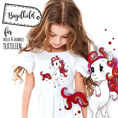 ilka parey wandtattoo-welt® Bügelbilder Applikation Bügelbild Aufbügelbilder Applikationen Einhorn mit Punkten bb025 von ilka parey wandtattoo-welt