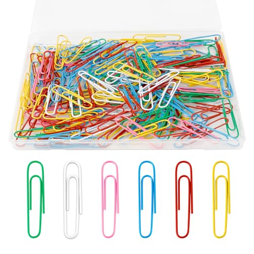 Büroklammern,Büroklammern Groß,Büroklammern Bunt,Büroklammern 200 Stück 48mm,Büroklammer,Briefklammern,Paper Clips,Metall Büroklammern Weiß,Farbige Büroklammer Für Schule Büro von imSHHWcs