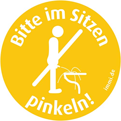 immi 10 St. Kleiner Dezenter Bitte im Sitzen pinkeln Aufkleber 45mm, wieder abl. von immi