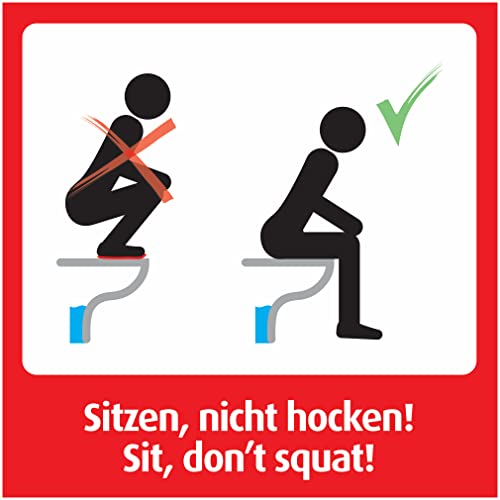 immi 4x Sitzen, Nicht hocken! Sit, don't squat! Aufkleber, quadr. 9,8 cm. von immi