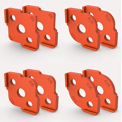 inBovoga Radius Jig Router Templates, Radius Quick Jig for Woodworking, High Hardness ABS+CNC Jig Radius Corners R5 R10 R15 R20 R25 R30 R35 R40 (8 Pcs Set), Orange von inBovoga