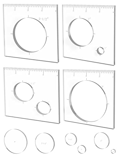 inBovoga 4 Pack Circle Inlay Templates, Router Jig Template, Decorative and Router Templates for Woodworking, Circle Key Inlay Template von inBovoga