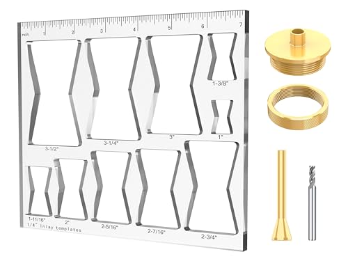 inBovoga 10-in-1-Fräser-Schablonen für Holzbearbeitung, Schleifen-Einlagen-Vorlagen-Set, Fräservorrichtung, Schmetterlings-Vorlage, dekorativ und 6,35 mm Oberfräsenführung, 6 mm Frässtifte für Holz von inBovoga