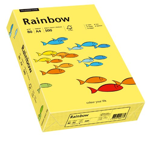 Papyrus 88042343 Drucker-/Kopierpapier farbig, Bastelpapier Rainbow: 80 g/m², A4 500 Blatt Buntpapier, Matt, Gelb von Papyrus