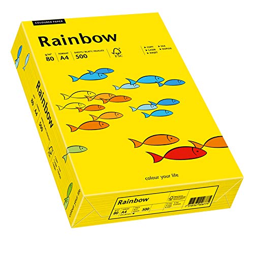 Papyrus 88042387 Drucker-/Kopierpapier farbig, Bastelpapier: Rainbow 80 g/m², A4 500 Blatt, Matt, intensivgelb von Papyrus